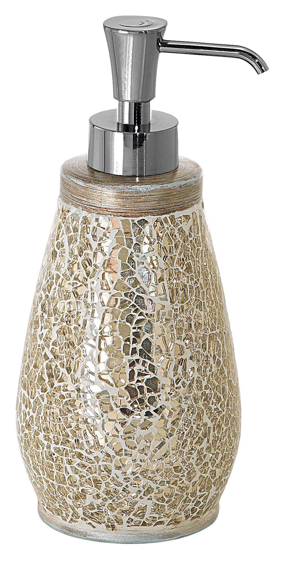 Gedy Myosotis Soap Dispenser, Ceramic and Glass, BEIGE-ORO, 8.5 x 8.5 x 19