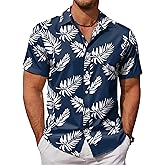 COOFANDY Mens Hawaiian Shirts Short Sleeve Button Down Aloha Shirt Casual Beach Clothes
