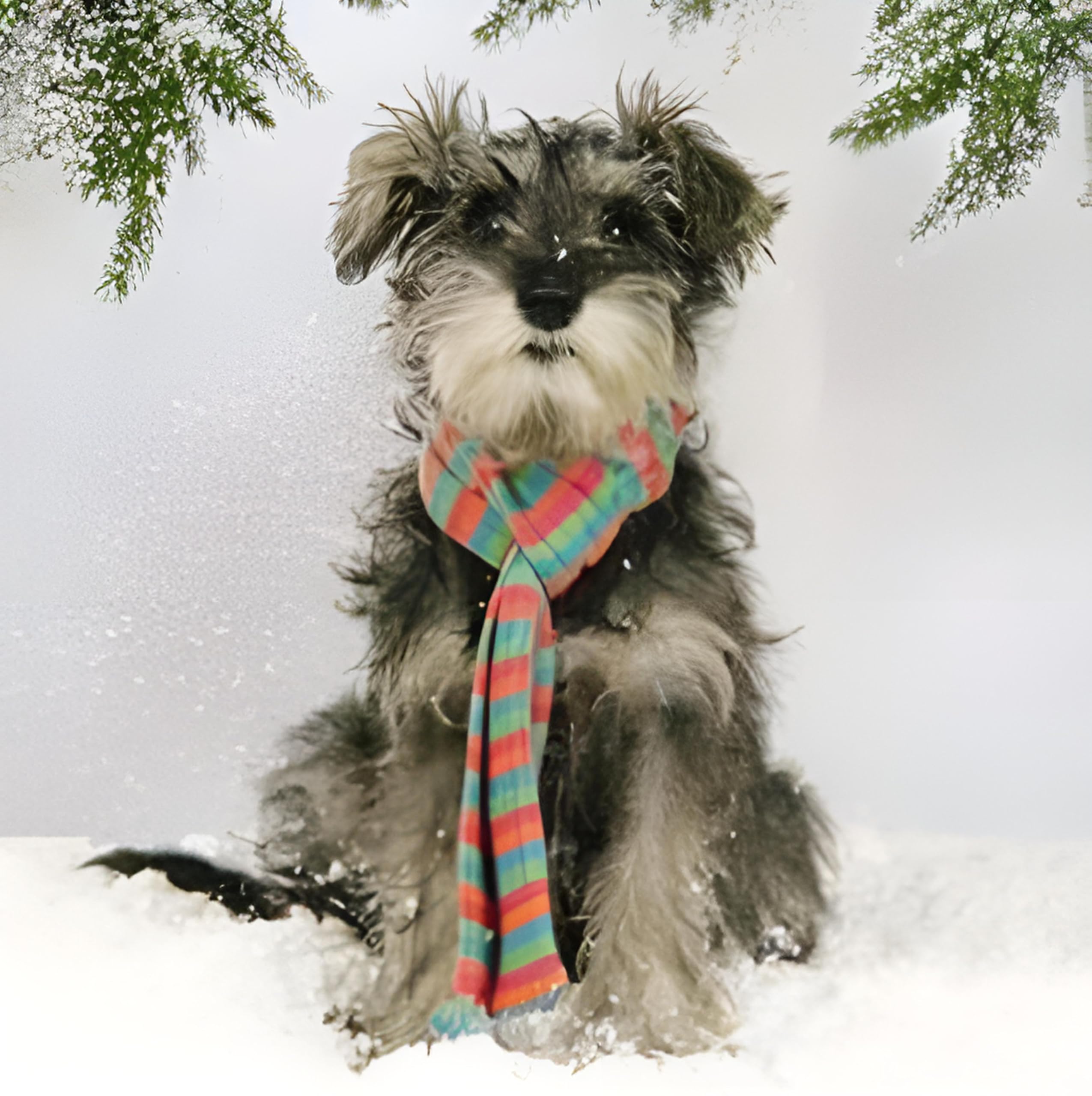 Medici Cards Pack of 10 Charity Christmas Cards (MED-CHMT0008) - Dog Wearing a Scarf - 10 Christmas Cards From Sold in Aid of Marie Curie, Alzheimer's Society, MS Trust, Shelter, Parkinson's UK, Oxfam