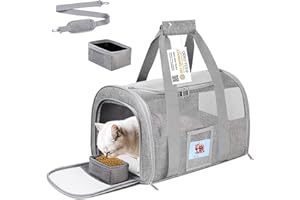 Simpelg Pet Carrier TSA Airline Approved Small Dogs, Kitten, Carriers for Small Medium Cats Under 15lb, Collapsible Soft Sided Cat Travel Carrier-Grey