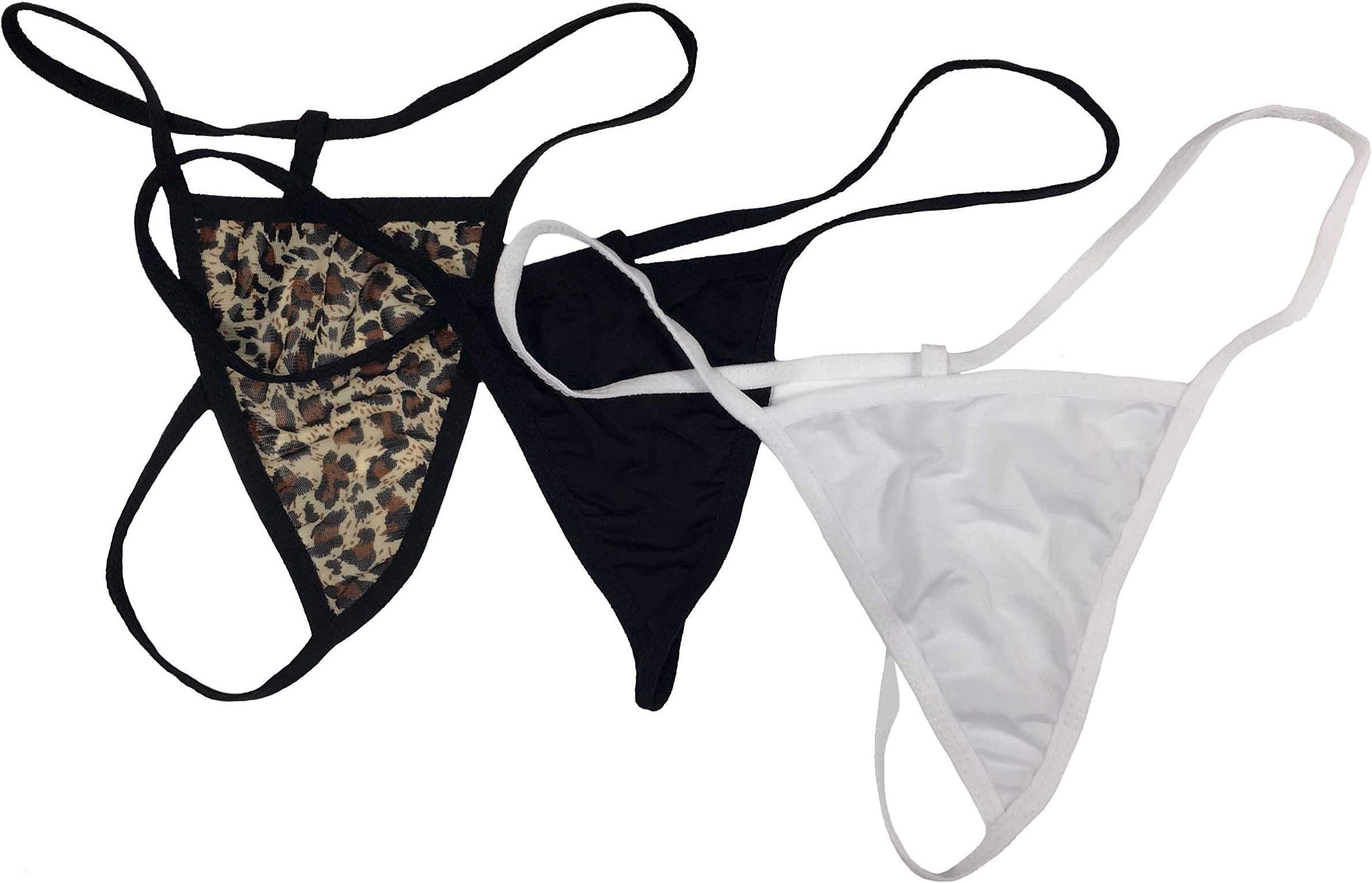 Guibao Women's See-Though Sexy Thong Panty Low-Rise G-String T Pants Pack of 3