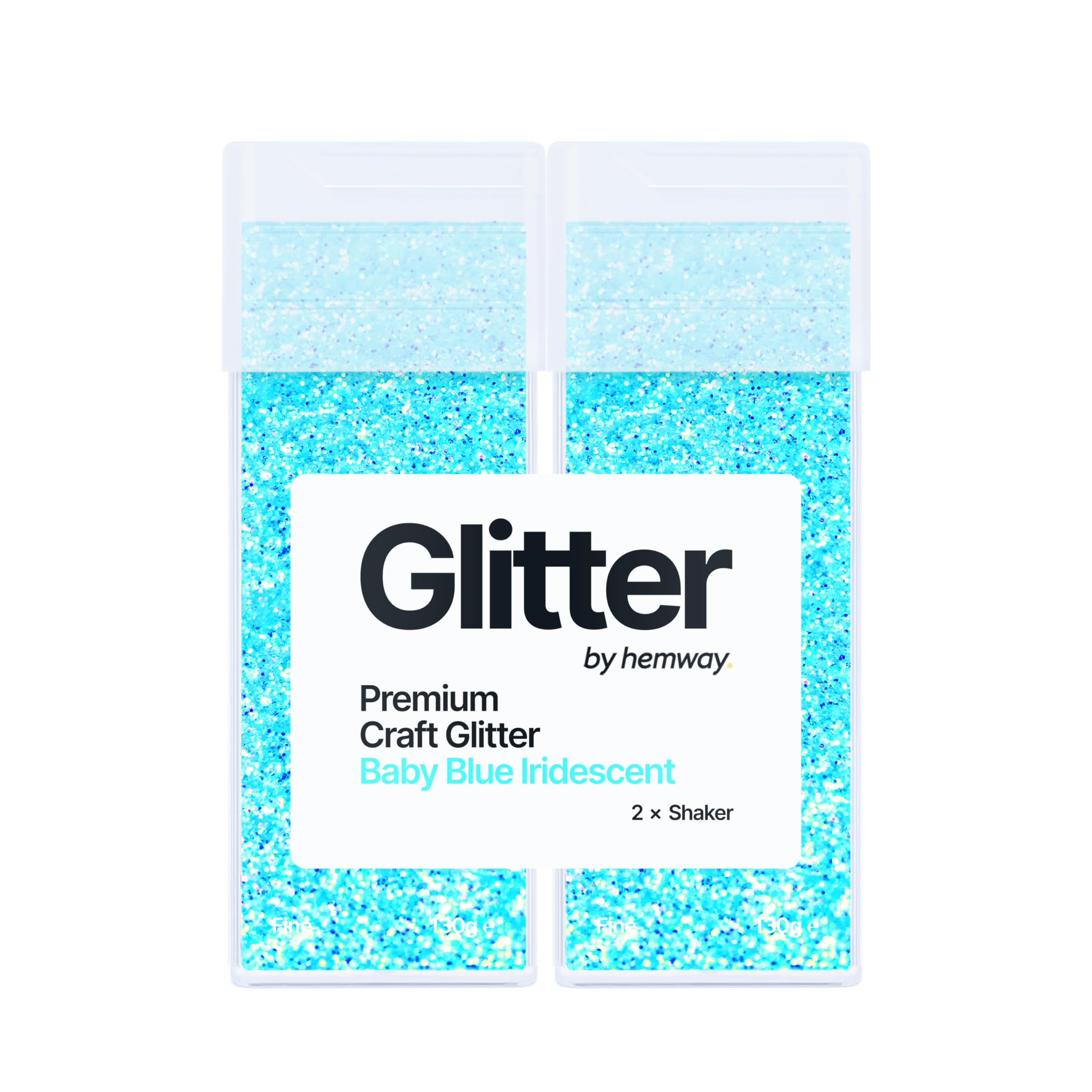 Hemway Glitter Shaker Baby Blue 130g x2 Pack Fine, Craft Glitter Shakers for Resin & Epoxy Crafts, Christmas Art Supplies, Nail, Body, Face, Eye, Festival, Crafting, Slime, Sparkle