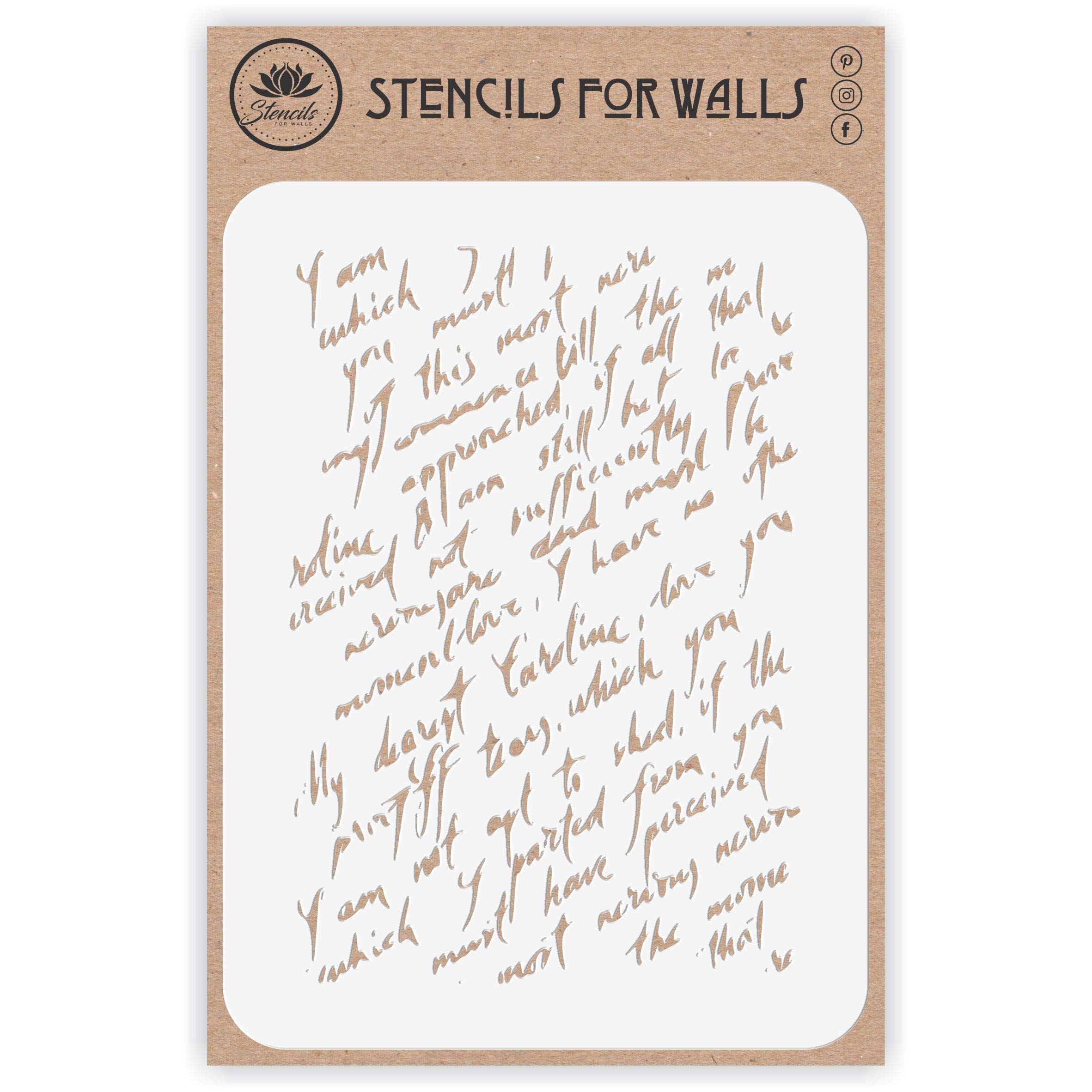 Love Letter Layering Stencil, 11.43 x 16.51 cm - Stencils for Walls Original Cursive Letter Stencil Mask use to Add Texture, Design and Accents to Mixed Media Backgrounds