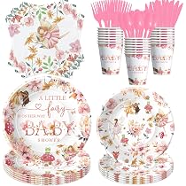Amazon.com: Xenorik Fairy Baby Shower Decorations Tableware ...