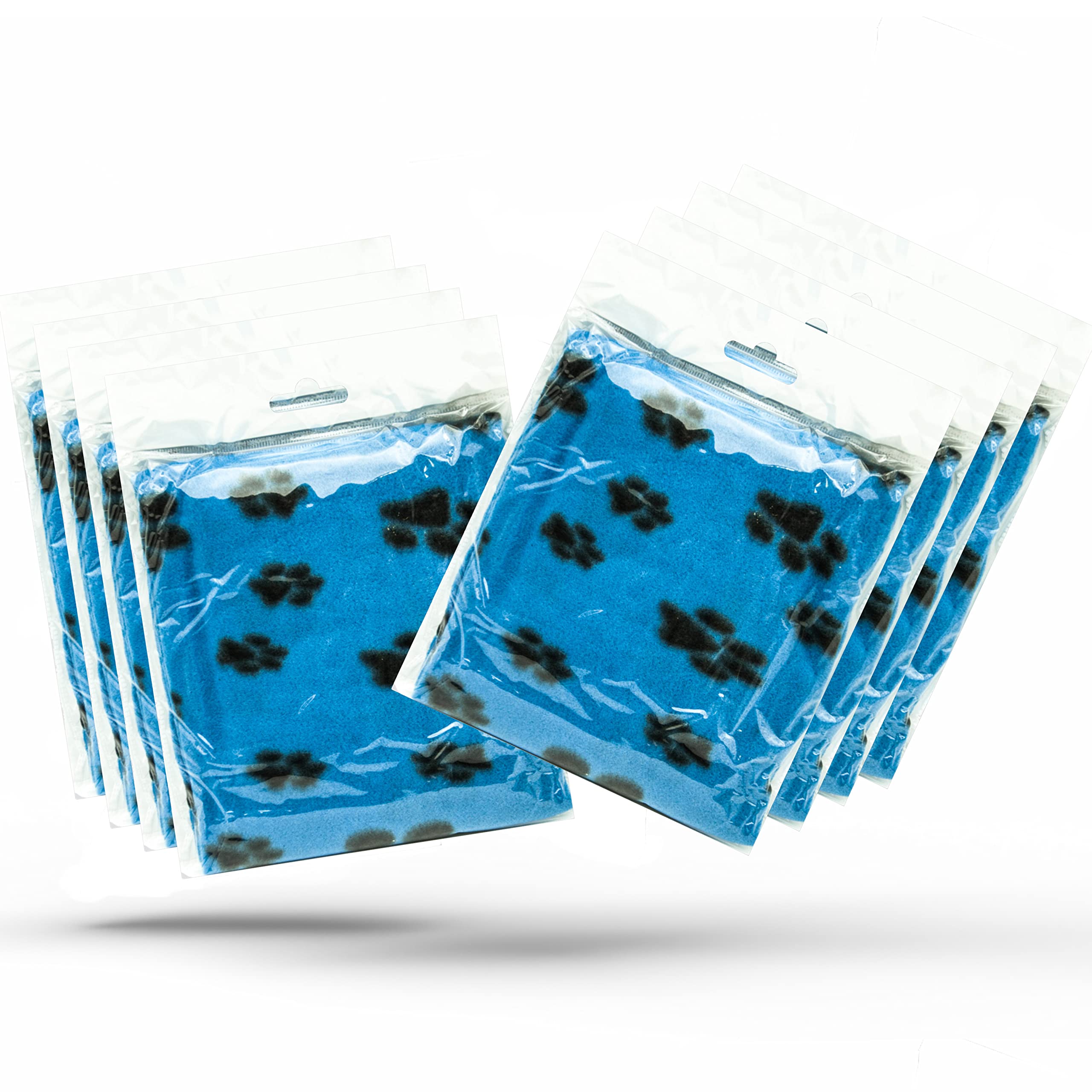 Petopedia 8x Soft Warm Dog Fleece Animal Pet Blankets with Paw Prints – Cat, Puppy & Dog Blankets Washable Bed Travel (Blue, 70cm X 73cm (Pack of 8))