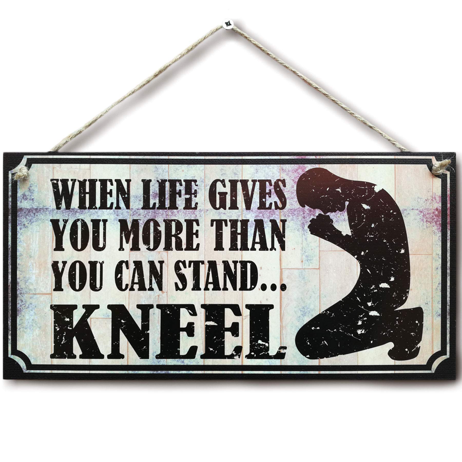 CARISPIBET When life gives you more than you can stand...kneel Home signs religion faith and belief home decorative signs inspirational signs wall decor 6" x 12'' — image 1