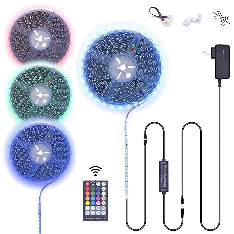 Amazon Com 40ft 720leds 12v Rgb Led Strip Light Bar Flexible Flat