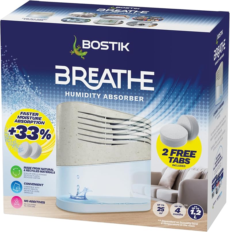 Bostik Breathe Dehumidifier Humidity Moisture Absorber 25m² Home Caravan