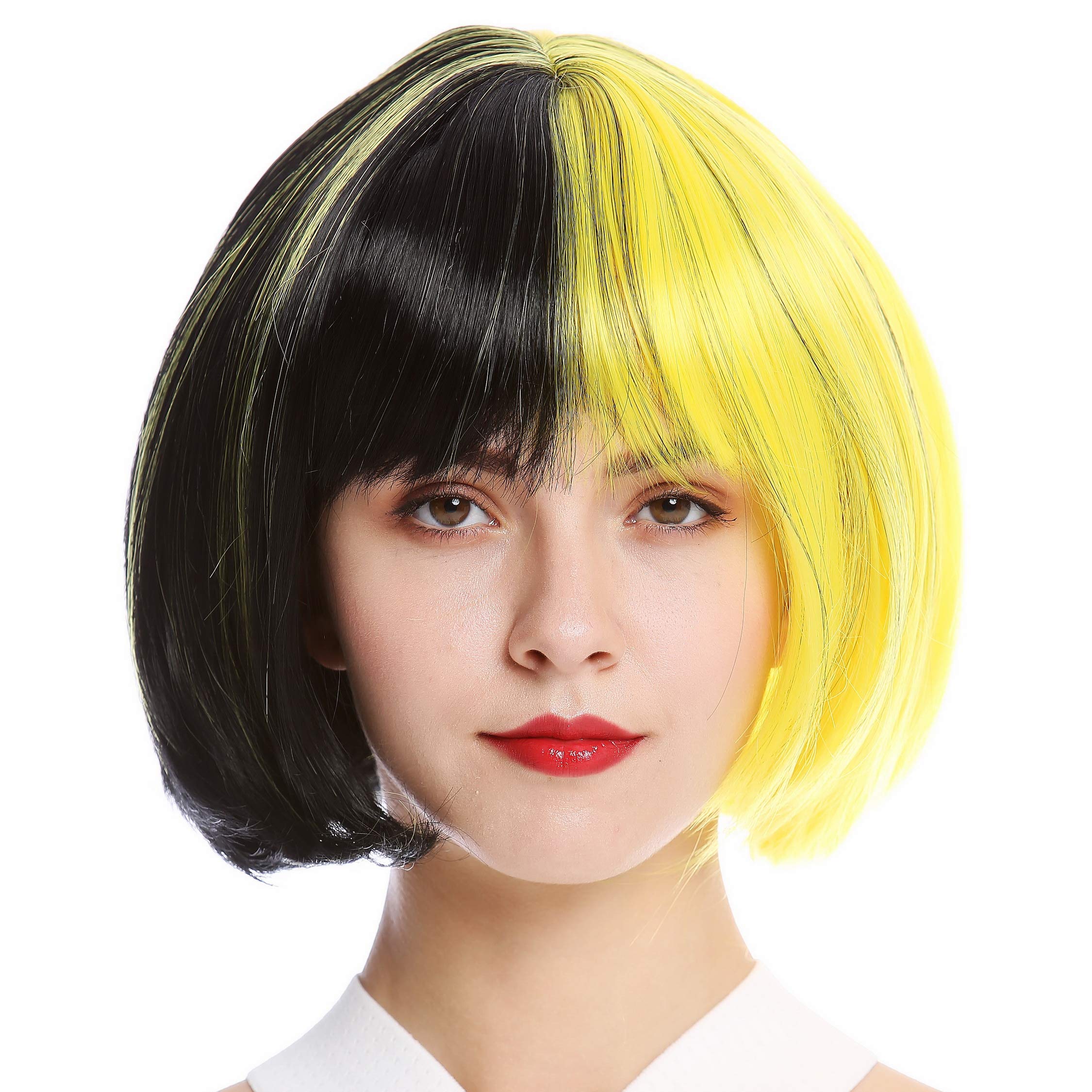 WIG ME UP - GFW2289-1+T2104 Lady Quality Cosplay Wig Bob Longbob voluminous two-face vertically split two colours black yellow Bee Wasp