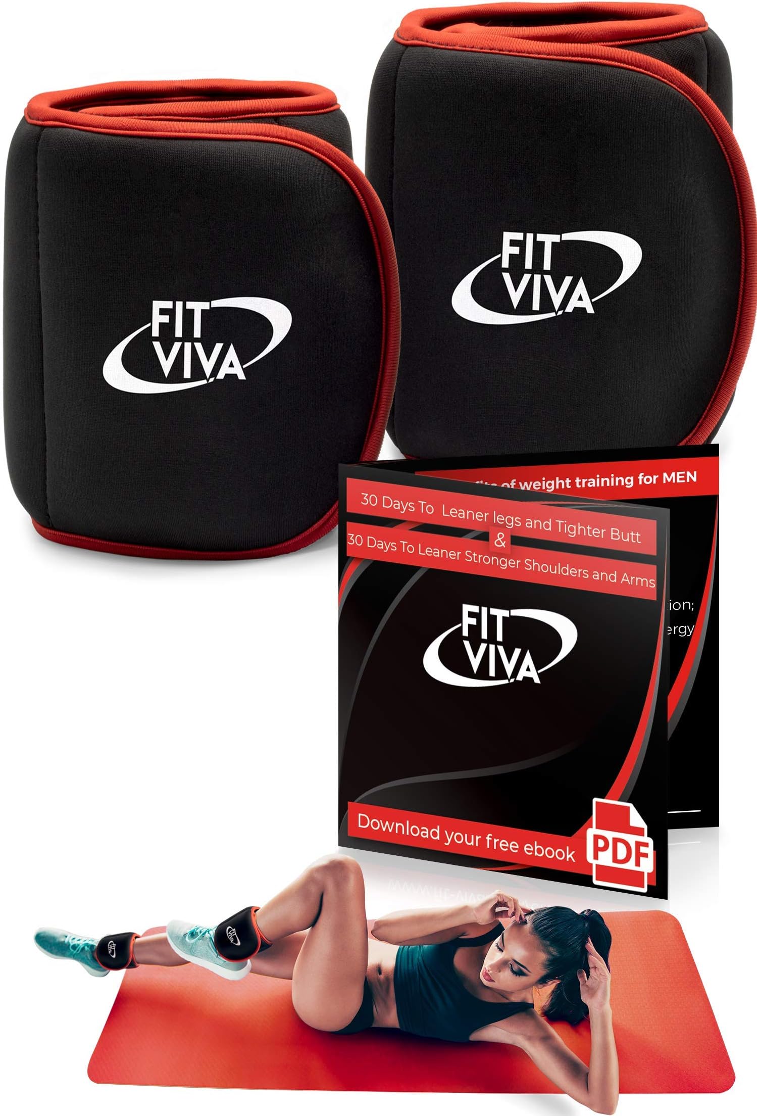Fit Viva Ankle Weights Set - Wrist Weights for Women and Men (1, 2 or 3 lbs) - Perfect for Weight Lifting, Core & Leg Training or Cardio – Great GlFT