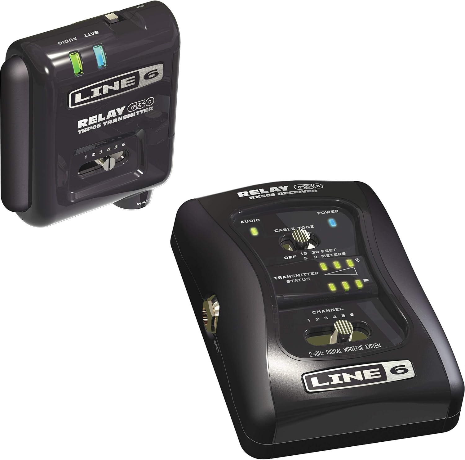 Line 6 Relay G30 Wireless Guitar System Bundle with DC-1g Power Supply, Blucoil 10-FT Straight Instrument Cable (1/4in), and 4-Pack of Celluloid Guitar Picks: Home Audio & Theater