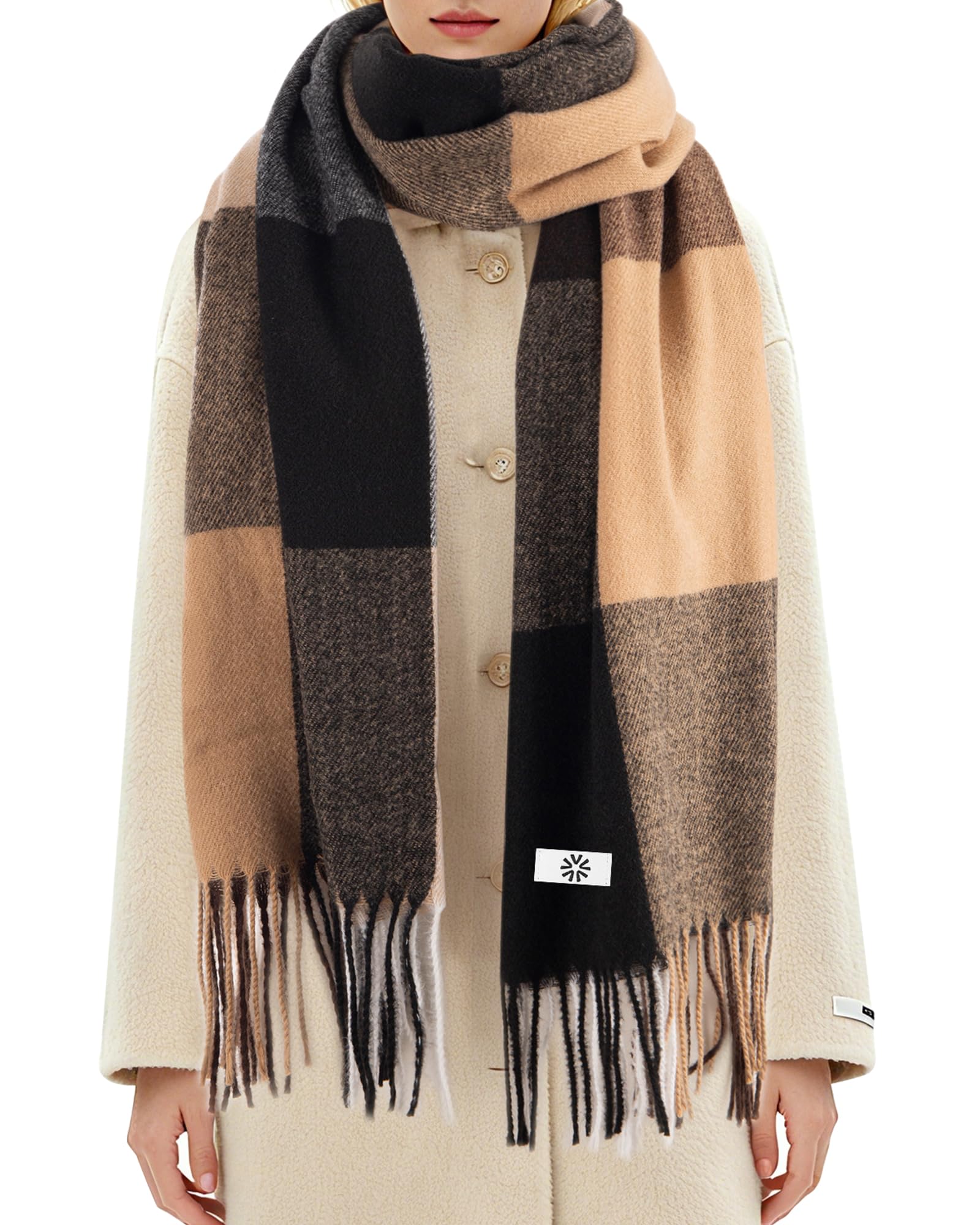 Fygicub Women's Winter Plaid Scarf Warm Thick Long Shawl Soft Knit Perfect Cold Weather Gift