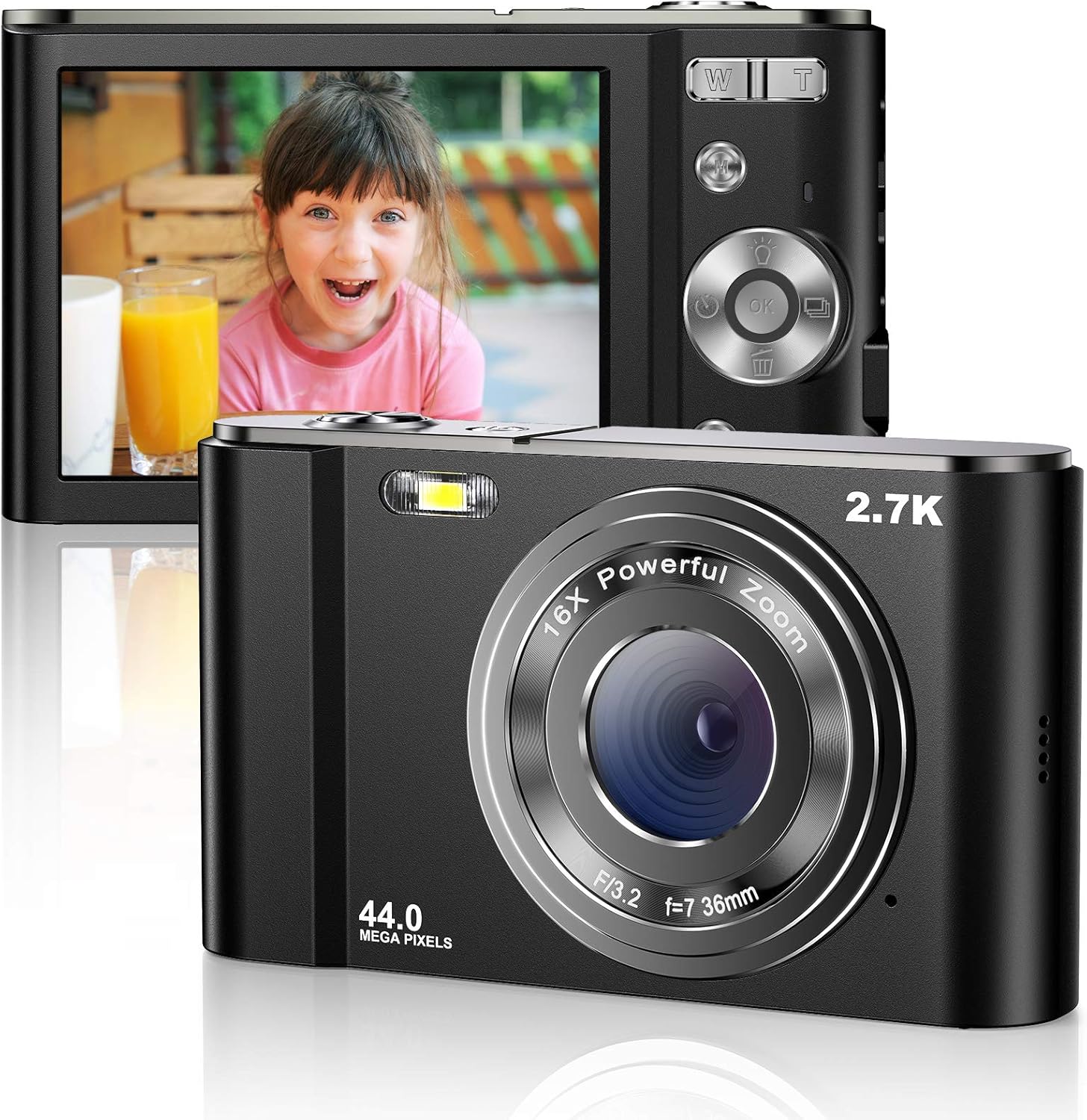 Vnieetsr Digital Camera 2.7K Ultra HD Mini Video Camera 44MP 2.8 Inch