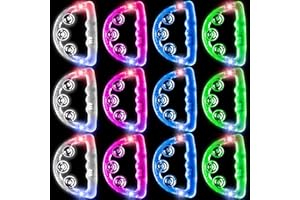 CHIVENIDO 12 Pack LED Light Up Tambourines, LED Tambourine for Adults Kids, Musical Flashing Tambourine Glow in The Dark Tambourines Handheld Percussion Instrument for Wedding Party