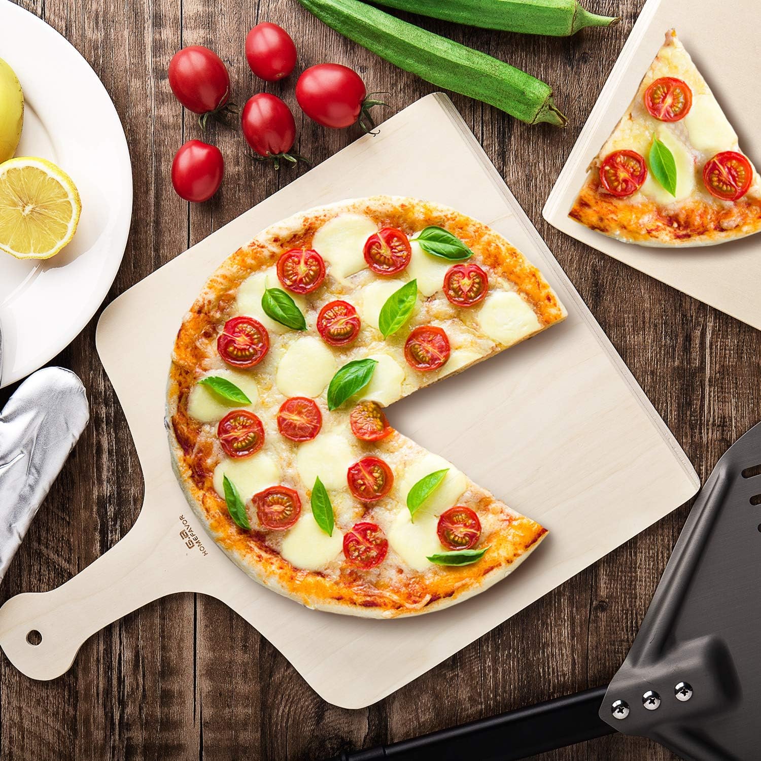G.a HOMEFAVOR 3 Pieces Wood Pizza Peel, Pizza Paddle Serving Board Set Pizza Spatula for Oven or Grill for Homemade Pizza Cake Bread - Image 3
