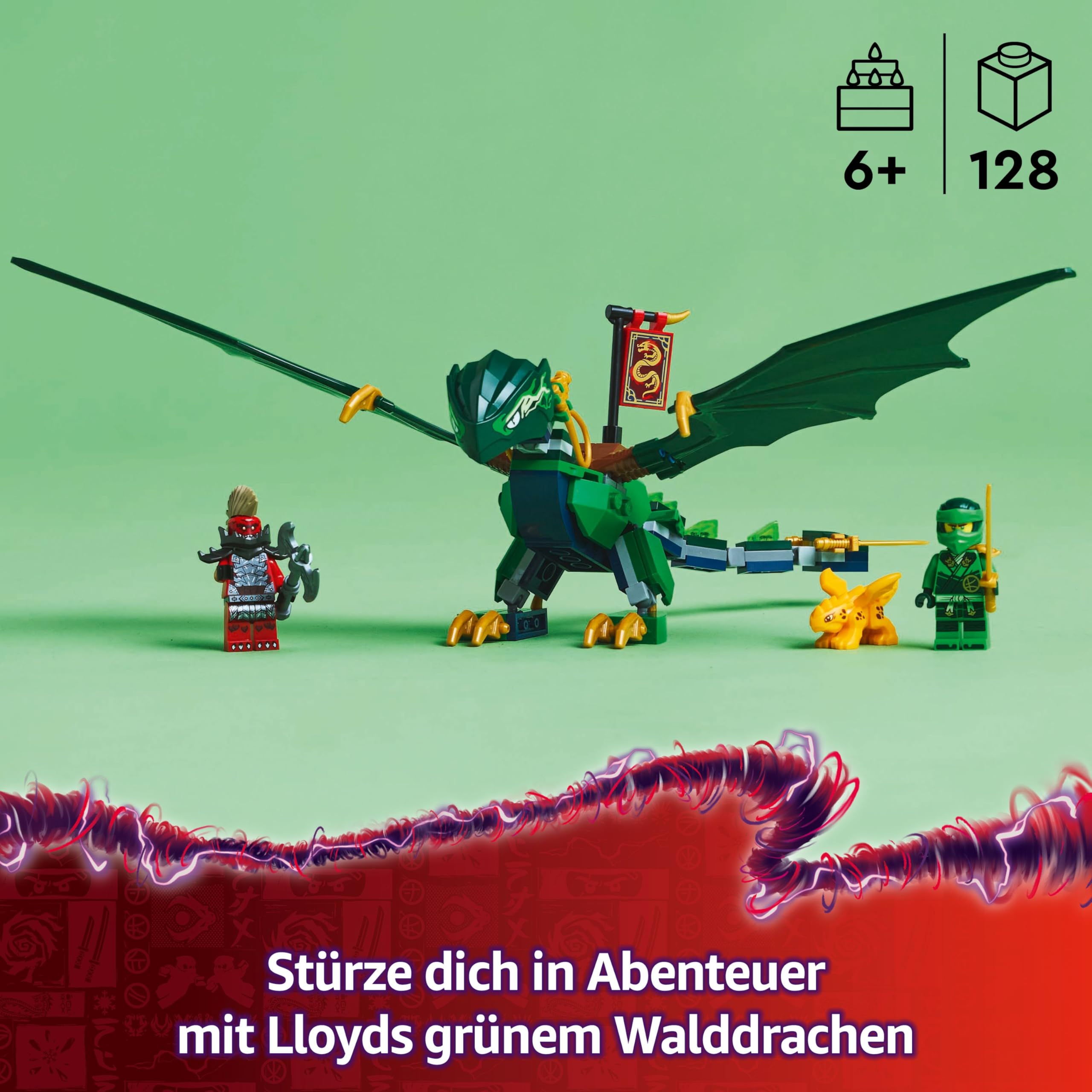 LEGO NINJAGO Lloyds grüner Walddrache - Spielzeug Drache mit 2 Minifiguren - Drachenfigur mit beweglichem Schwanz, Hals, Beine & Flügel - Geschenkidee für Jungen und Mädchen ab 6 Jahren 71829 2