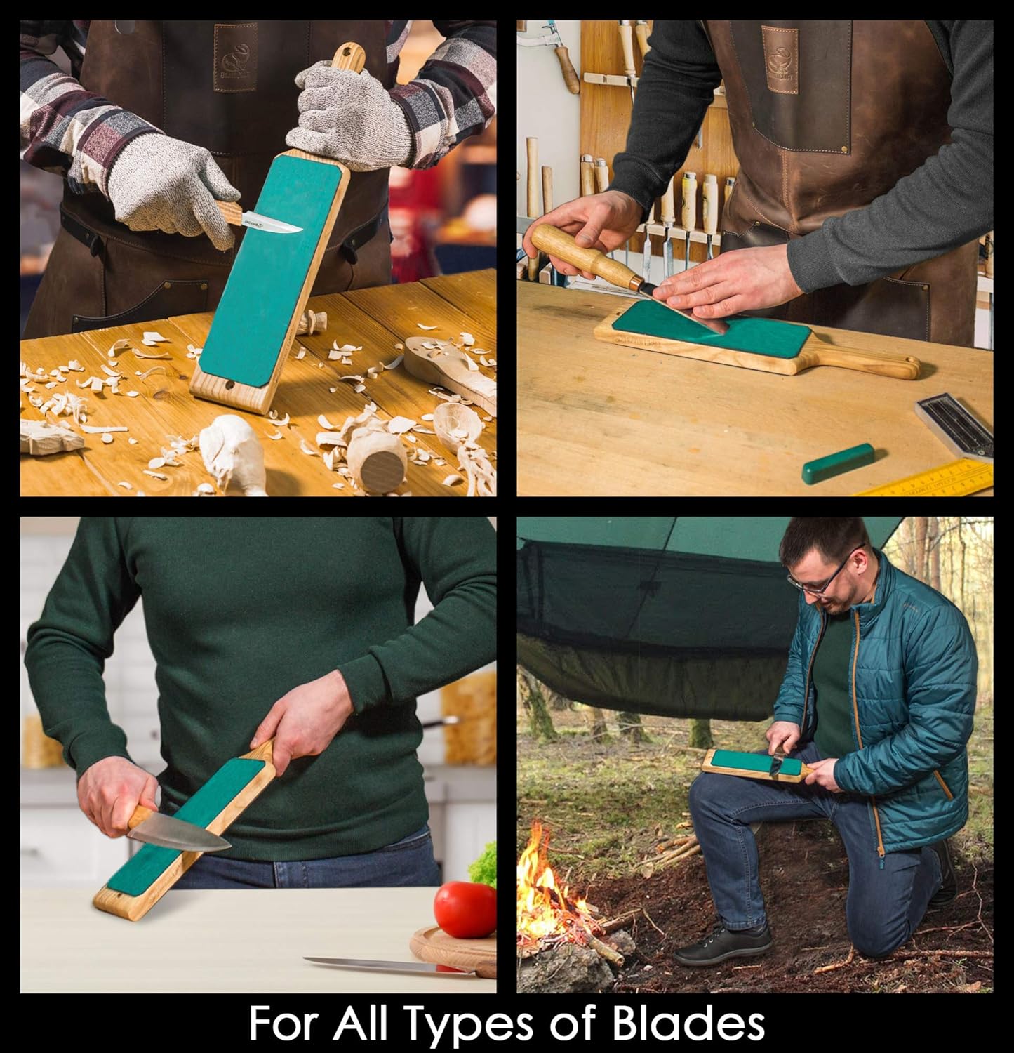 BeaverCraft LS1P1 Leather Strop 7cm x 20cm Paddle Strop with Compound