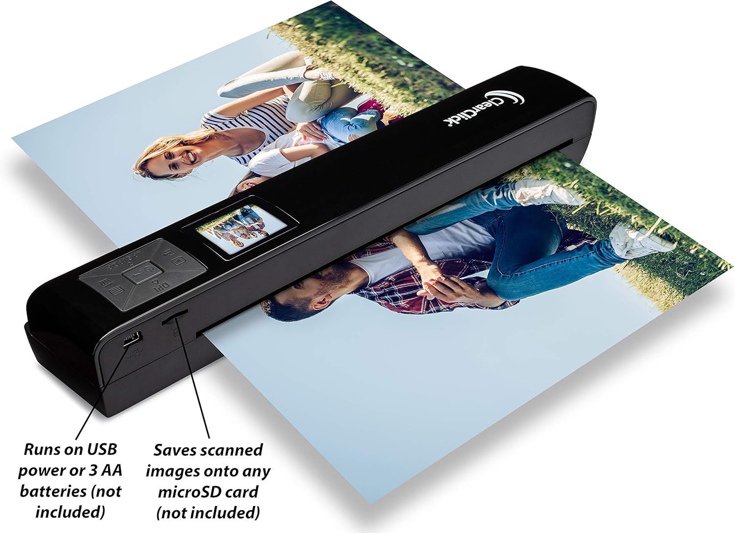 ClearClick Portable Photo & Document Scanner - No Computer Required - Runs on AA Batteries or USB Power - 1.4" Instant Preview Screen: Electronics