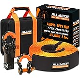 ALL-TOP Nylon Recovery Kit with Hitch Receiver: 3" x 30' (35,000lbs) 100% Nylon Snatch Strap + 2" Shackle Hitch Receiver + 3/4 HD Shackles (2pcs) with Isolator + Storage Bag