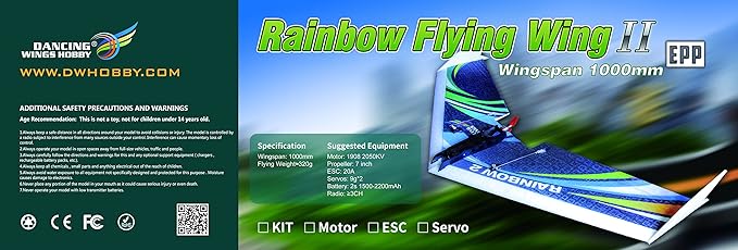Amazon.com: DW Hobby EPP Electric Micro Flying Wing Rainbow ZAGI Plane w/1000mm Wingspan Delta Wing Tail-Pusher Flying Aircraft for Toy Plane Model ...