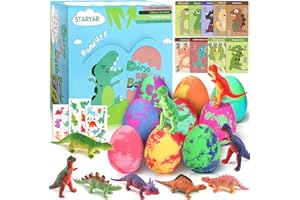 STARYAR Bath Bombs for Kids with Surprise Toys Inside - 9 Pack Dinosaur Bath Bombs Gift Set, Dinosaur Toys for Kids 3 4 5 6 7 8 9 Years, Stocking Stuffers for Kids, Christmas Gifts Bubble Bath Fizzes