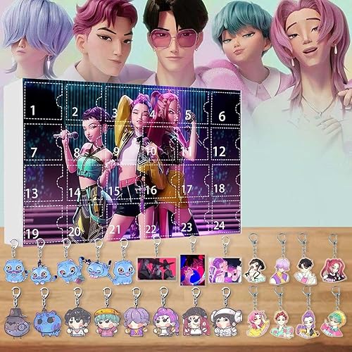 K-Pop Demon Hunters Advent Calendar 2025, 24 Days Christmas Countdown with Character Keychains, Acrylic Charms Display