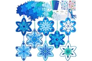 Winlyn 24 Sets Christmas Craft Kits Winter Crafts DIY 3D Snowflake Ornaments Decorations Art Sets Assorted Snowflake Christmas Foam Stickers for Kids Holiday Home Classroom Activities Party Favors