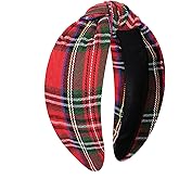 vokone Christmas Headbands for Women Red Plaid Knotted Headband Wide Hairband Christmas Holiday Party Headband Hair Accessories Gifts for Girls