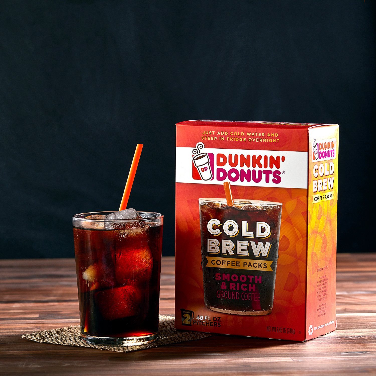 Dunkin' Donuts, Cold Brew Coffee, Packs Smooth & Rich, Ground Coffee