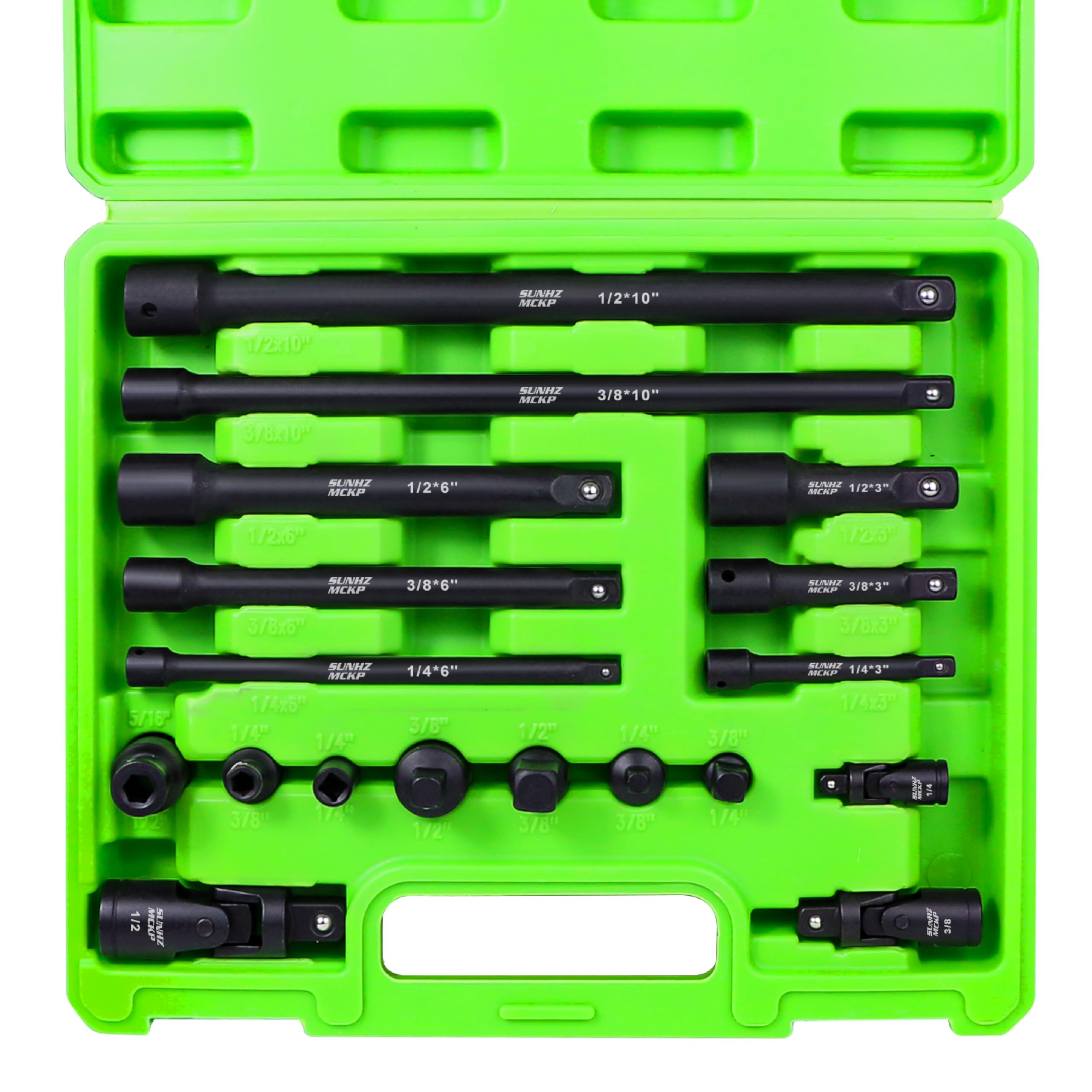 Photo 1 of 18-Piece Impact Socket Extension Set - 1/4" 3/8" 1/2" Drive Socket Extension Bars, Includes Ratchet Extension Set, Socket Adapter Set, Swivel Universal Joints & Impact Coupler, CR-V Steel