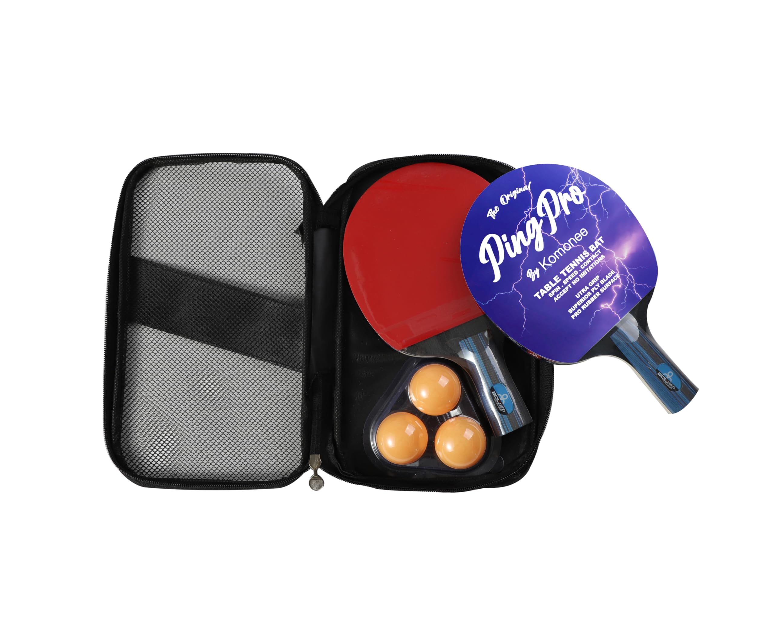 Deluxe Ping Pong Set Professional Short Handle Table Tennis 2 Bats Rackets and 3 Orange Balls Set Family Game