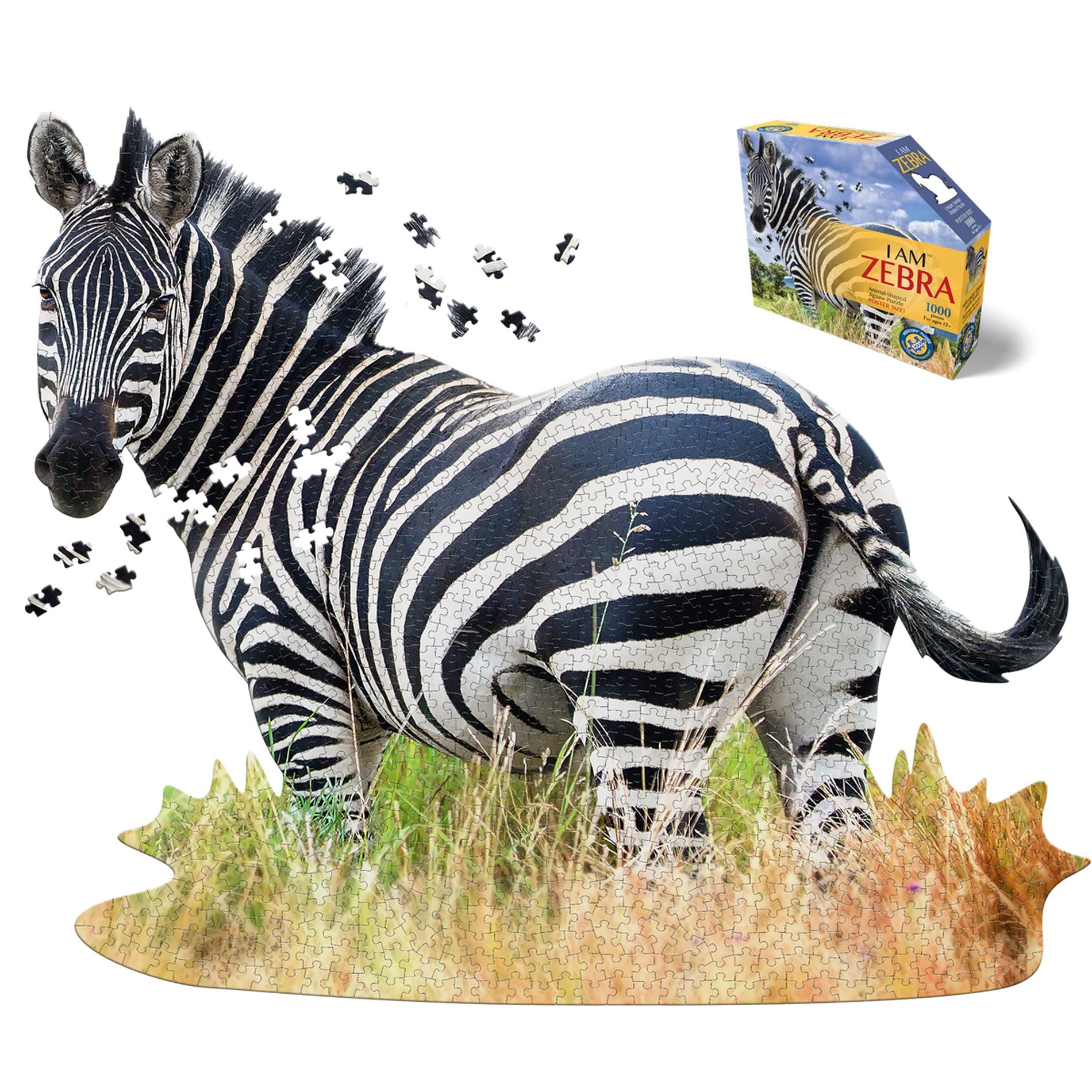 Madd Capp 887003 Shape Puzzle, Zebra, Contour Puzzle, 1000 Pieces, for Adults and Children from 12 Years