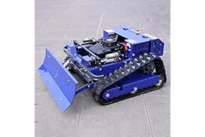 AIWEIYA Remote Control Lawn Mower with Snow Plow, Crawler Track All-Terrain Machine, Oil-Electric Hybrid Power for Extreme Slopes and Large Turf, Adjustable Cutting Height