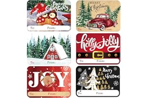 PARTY FUNNY 80-Count Large Foil Christmas Gift Tag Stickers, 8 Jumbo Designs - Xmas to and from Christmas Name Tags for Wrapping-Holiday Present self-Adhesive Gift Labels…