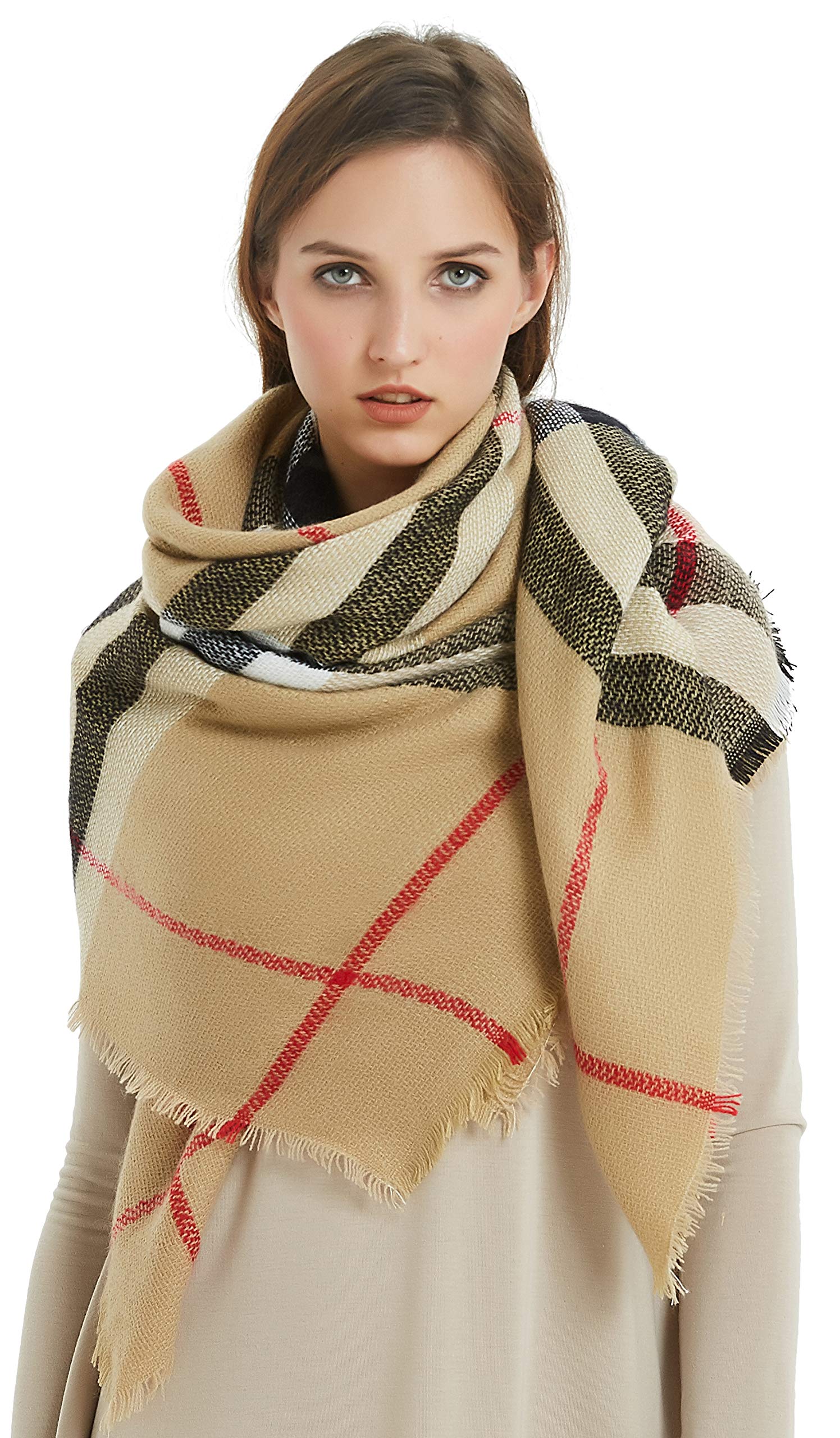 VIVIAN & VINCENT Women's Plaid Blanket Winter Scarf Warm Wrap Oversized Shawl Cape VIVIAN & VINCENT Women's Plaid Blanket Winter Scarf Warm Wrap Oversized Shawl Cape