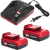 2Packs 18V Lithium Battery and PCXMVC Charger for Porter Cable 18V Battery,Cell9102 Replacement Porter Cable PC18BL PC18BLEX PC18B PC18B-2 18-Volt Cordless Tools Batteries