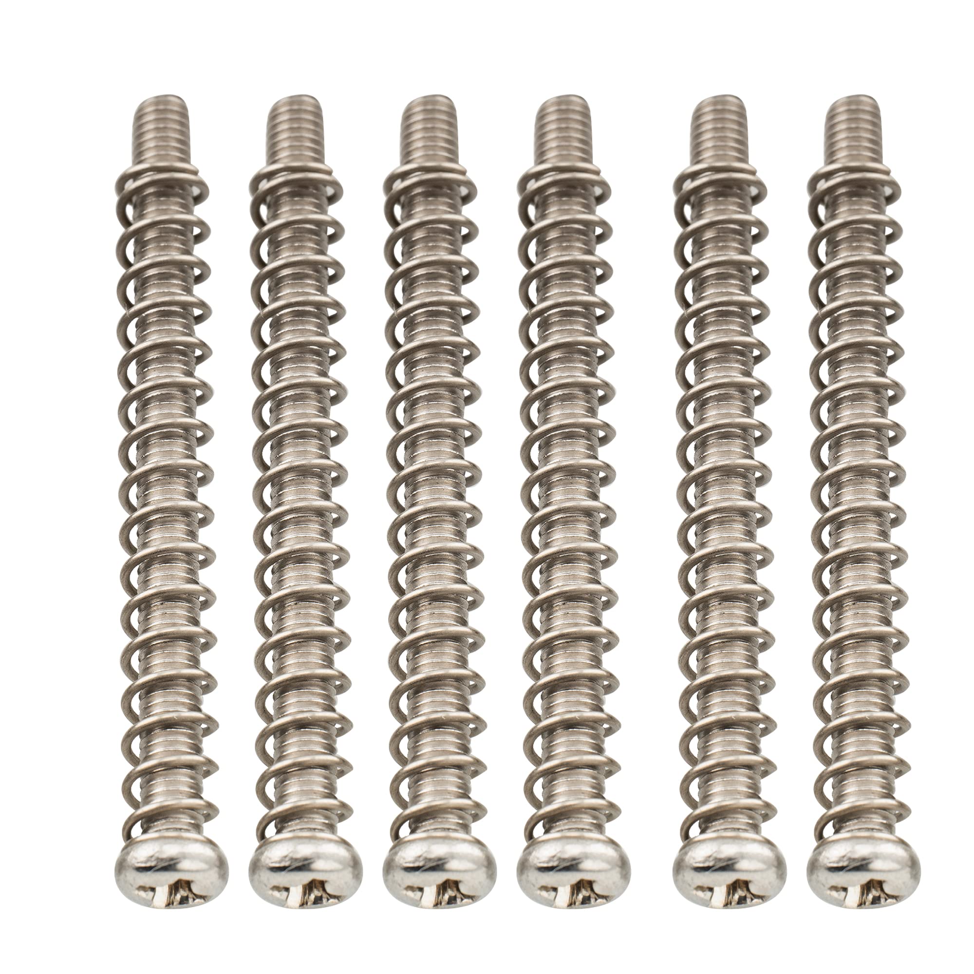 Musiclily Pro Metric M3X40mm Stainless Steel Saddle Intonation Screws and Springs Set for Imported Electric Bass Bridge, Original Color (Set of 6)