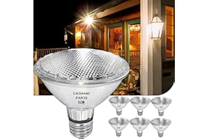 LACHESAN Par30 Short Neck Halogen Flood Light Bulbs, 50W120V 2700K Warm White Dimmable High Brightness, E26 Base, Great for Accent Lighting, Tracking, Recessed Bulb, 6pcs