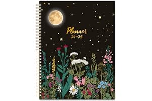 PINCHOCO Planner 2024-2025 - Jul. 2024 - Jun. 2025, 2024-2025 Planner, 8" x 10", Academic Planner 2024-2025 with Tabs + Flexible Cover - Moon Floral