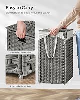 SONGMICS Slim Laundry Basket 55L with Lid and Handles Goose Yellow LCB164N01 view 4