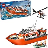 LEGO City Coast Guard Rescue Boat & Helicopter Building Toys - Kids Pretend Play Set for Boys & Girls, Ages 7+ - W/2 Rescue B