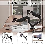 BONTEC Dual Monitor Desk Mount 30 inch Gas Spring Arm VESA 75x75 100x100 view 5