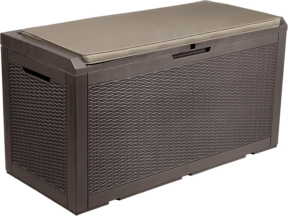 YITAHOME 380L Large Waterproof Resin Garden Storage Box Deck Box Outdoor Dark