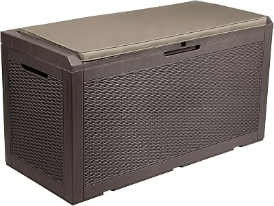 YITAHOME 380L Large Waterproof Resin Garden Storage Box Deck Box Outdoor Dark