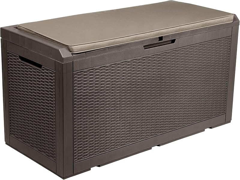 YITAHOME 380L Large Waterproof Resin Garden Storage Box Deck Box Outdoor Dark