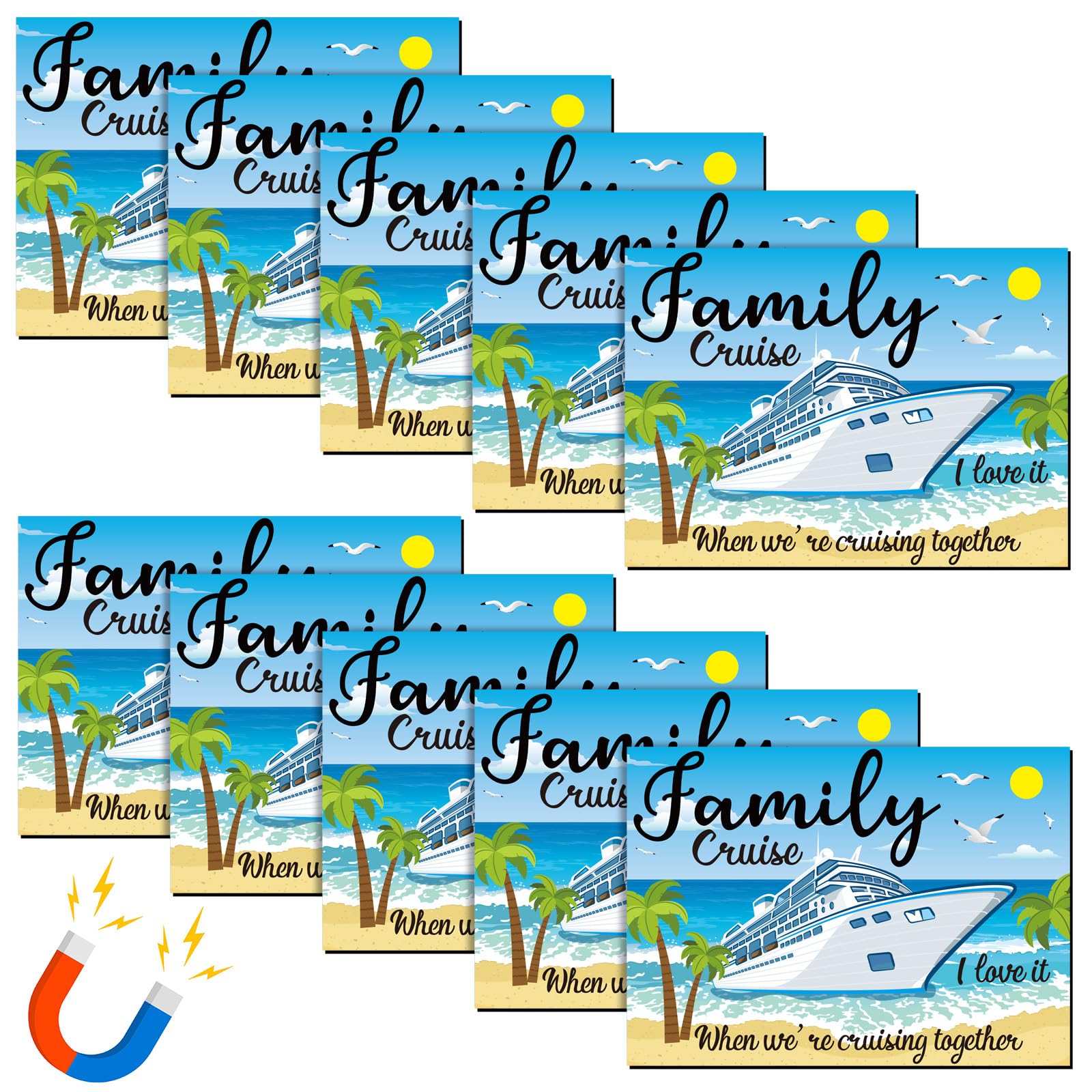 Photo 1 of Xuhal 10 Pcs Large Family Cruise Door Magnets 10'' x 7'' Sea Navigation Cruise Door Decoration Magnet Sticker Ship Car Summer Beach Nautical Magnetic Sticker for Cabin Refrigerator Carnival Party