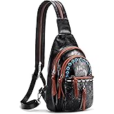 Magibag Sling Bag Crossbody Bags for Women Trendy Leather Fanny Packs Chest Bag Sling Crossbody Backpack for Travel (Black With Brown)
