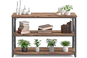 Stopsad 47 inches 3 Tier Console Table, Sofa Table with Double Wood Shelves, Industrial Entryway Table for Entryway, Hallway, Foyer, Front Hall, Sofa Couch, Living Room, Bar, Kitchen, Rustic Style