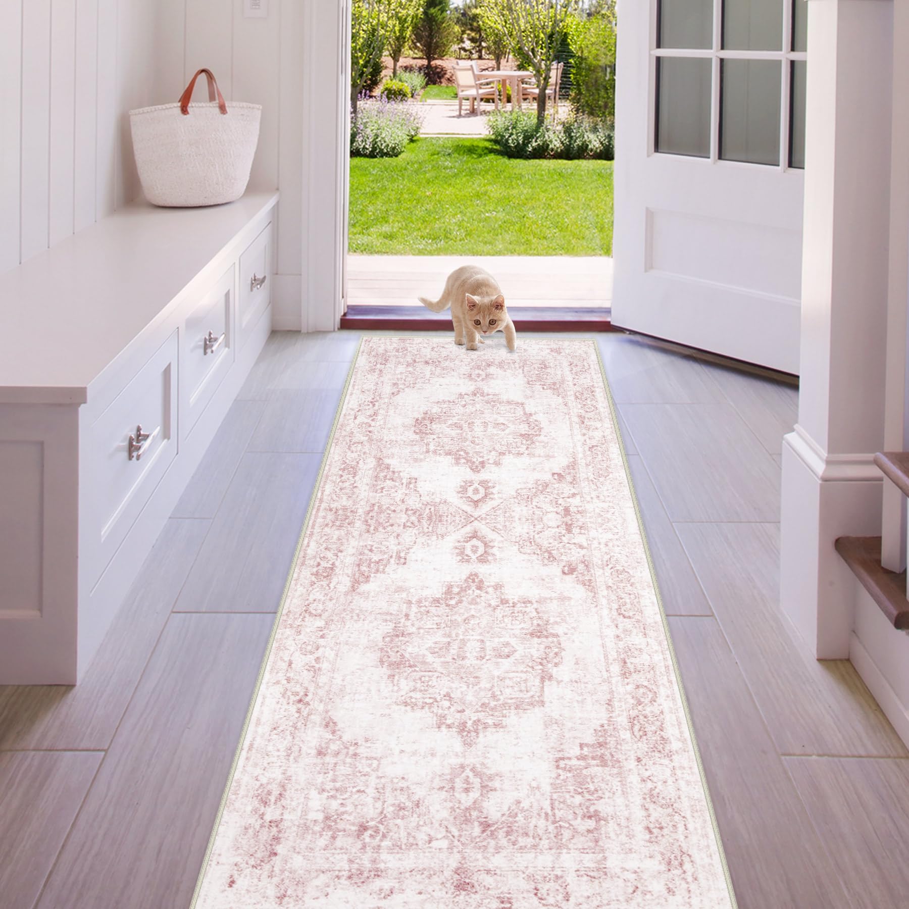 Area Rug 2x6 Runner Rug: Washable Vintage Hallway