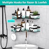 KEGII Corner Shower Caddy No Drilling Adhesive Stainless Steel Black view 5
